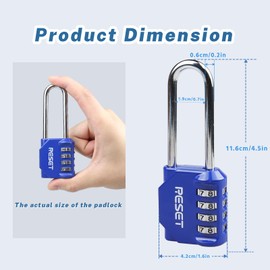 RESET-060 4 Digit Combination Padlock with 2.4 inch Long Shackle Combination Lock,Outdoor Waterproof Padlock,Indoor Padlock for School Locker, Gym Locker, Shed, Fence, Gate, Toolbox, Blue