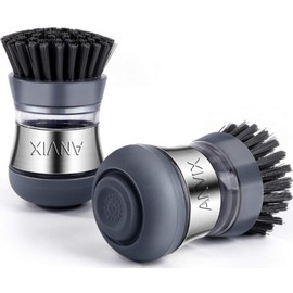 ANVIX Soap Dispensing Palm Brush 2pack for Dish Kitchen Scrubber with Sturdy Nylon Bristles