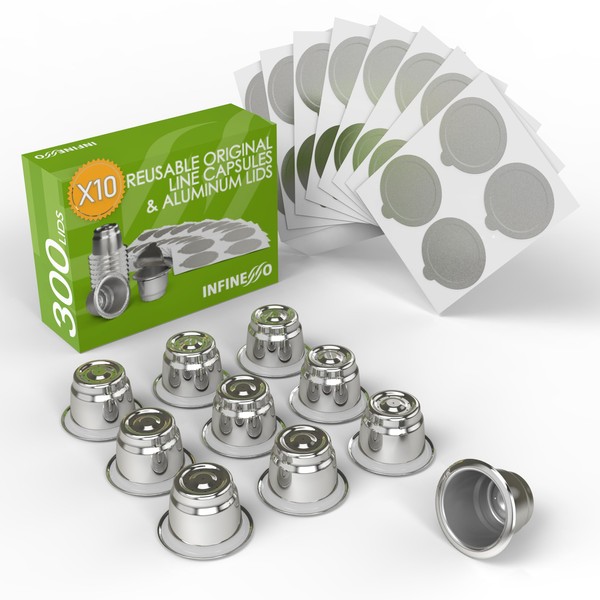 Infinesso - 10 cápsulas reutilizables para Nespresso OriginalLine - 300
