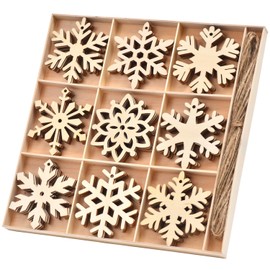IDATOO Snowflake Ornaments, 54PCs Unfinished Wooden Snowflakes Cutouts for DIY Christmas Decorations, Neutral Christmas Decor, Boho Xmas Tree Hanging Embellishments for Home Office (54 pcs)
