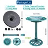 Bird Bath with Solar Fountain, 24 Inch Height Green Birdbath
