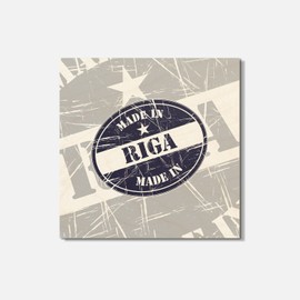 Unbranded Made In Riga Grunge Travel 4'' X 4'' Square Wooden Coaster