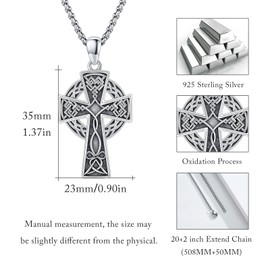 JFASHOP Keltisches Kreuz Halskette 925 Sterling Silber Keltischer Knoten Anhänger Knoten Kette Anhänger Keltisches Keltisches Anhänger Amulett Schmuck für Herren Sohn Jungen Damen Männer Unisex