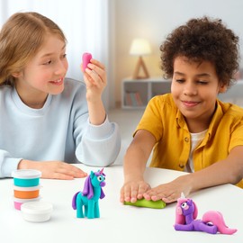 HEY CLAY Rainbow Unicorns - Air-Dry Clay Kit for Kids - Creative Set Age 3+ (Lighty, Series Rainbow Unicorns, 3 cans)