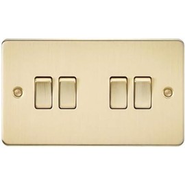 Knightsbridge FP4100BB Brushed Brass FPAV4100BB Flat Plate 10A 4G 2 Way Switch