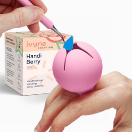 iVyne Handi Berry - Vinyl Weeding Scrap Collector, Portable Handheld Scrap Collector Ring, Weeding Tools for Vinyl Heat Transfer, HTV Crafting & Adhesive Paper Sheets Holder, (Pink)