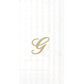 Ideal Home Range 3-Ply Paper Monogram Guest Towel, White/Gold (Pack of 2) (2, Letter G)