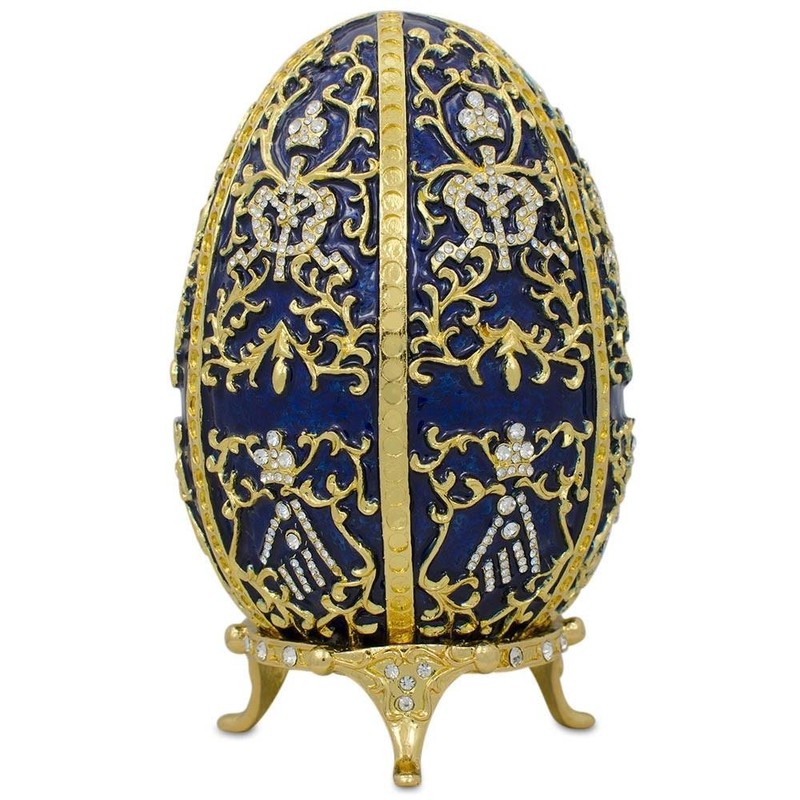 BestPysanky 1895 Twelve Monograms Royal Imperial Metal Easter Egg