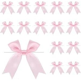 DWUENT Pink Bows for Gift Wrapping, Pink Ribbon Bow, Pink Bow, 100PCS Satin Ribbon Bows with Glue Dots for Gift Wrapping, Craft, Party Decor - Pink & White.