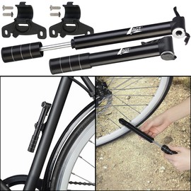 AGT Multivalve Air Pump: Set of 2 Ultra Compact Aluminium Bicycle Pump, Multivalve, Bracket (Aluminium Air Pump, Small Air Pump, Volleyball)