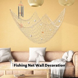 Lyivisk Fischernetz Deko Kostüm mit Muscheln Mesh Outdoor Naturfarbenes Netz 100x200cm Maritime Wanddekoration für Hochzeit Party Fotografie Bühne Karneval Indoor Outdoor
