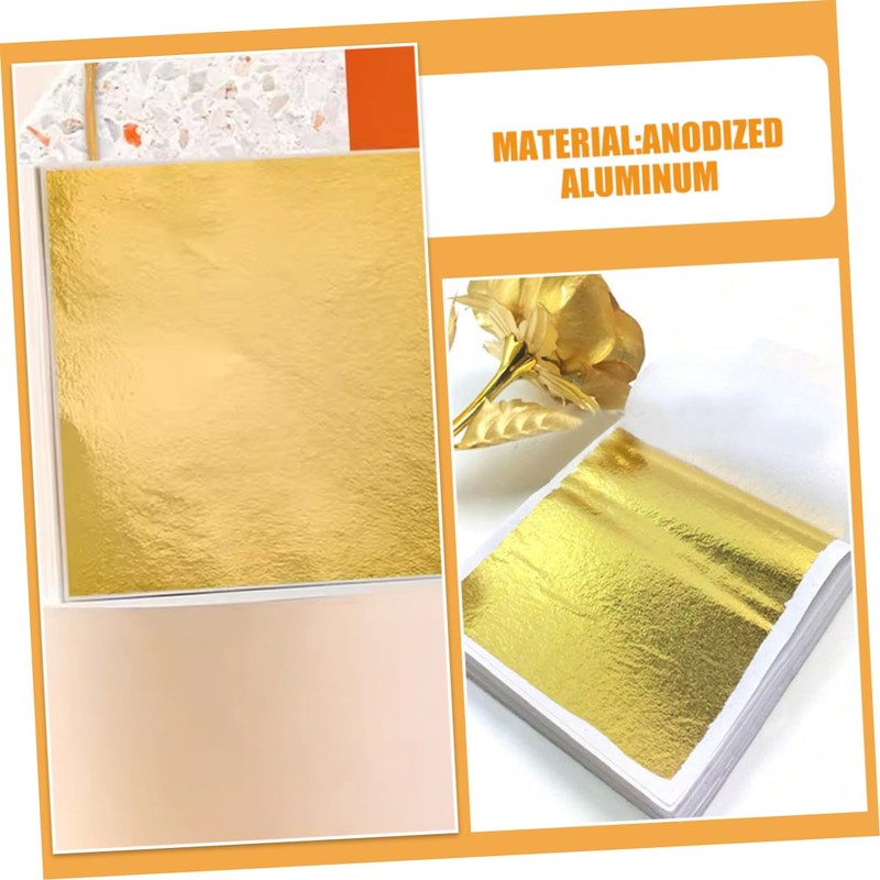 TEHAUX Edible Foil Sheets 100pcs Imitation Leaf Sheets Craft Foil