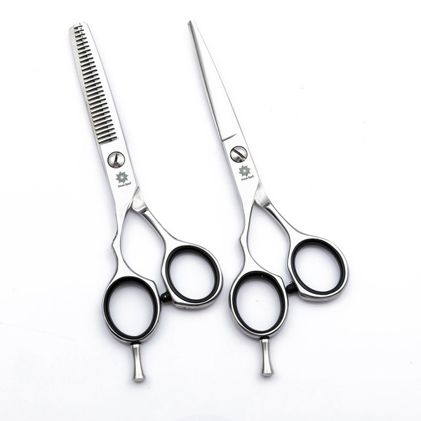 Left handed Hair Scissors Set -6'' Professional Barber/Salon/Razor Edge Hair Cutting Thinning Shears Kit- Finger Inserts - for Lefty Hairdressers Home Use by Dream Reach (1 Set)