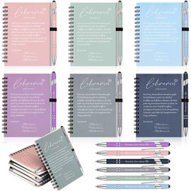 Sinmoe 6 Sets Thank You Gifts for Teacher, 6 Spiral Notepads, 6 Teacher Ballpoint Pens, Farewell Gift for Teacher, Motivational Gift Set for Christmas (Teacher)