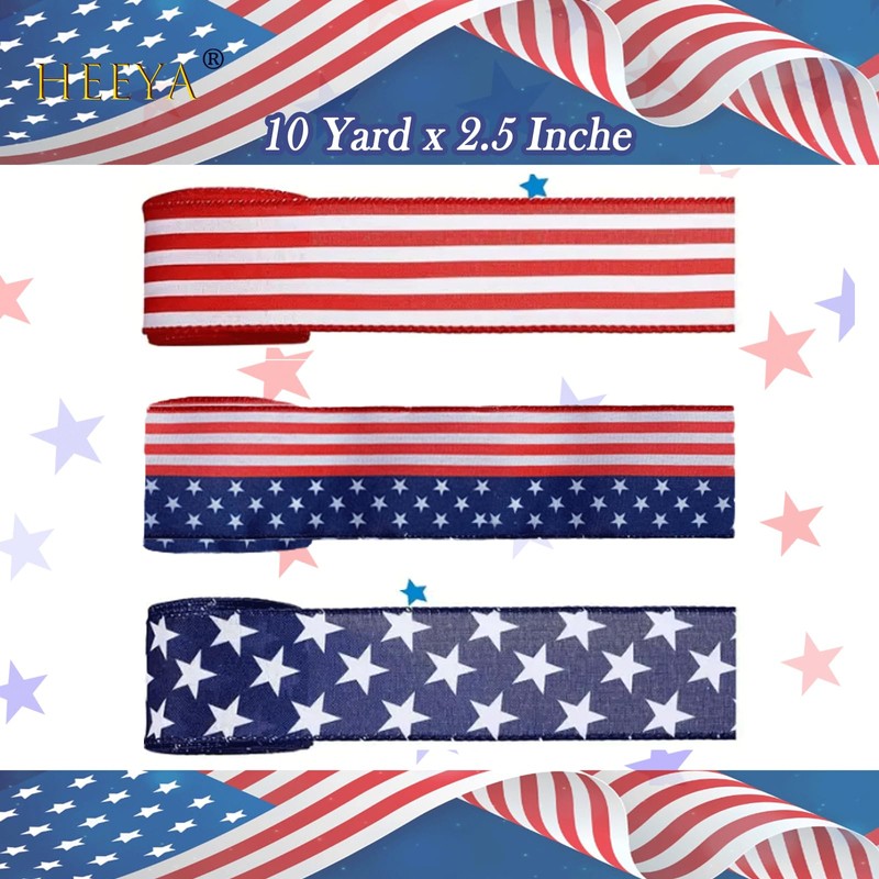 Red White and Blue Ribbon for Gift Wrapping, American Flag