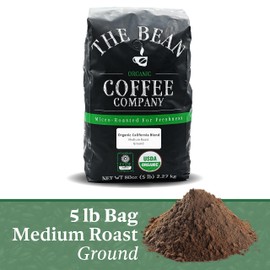 The Bean Organic Coffee Company California Blend, Medium Roast, Ground Coffee, 5-Pound Bag