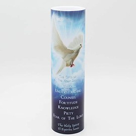 THE SAINTS COLLECTION Holy Spirit Blue, LED Flameless Devotional Prayer Candle