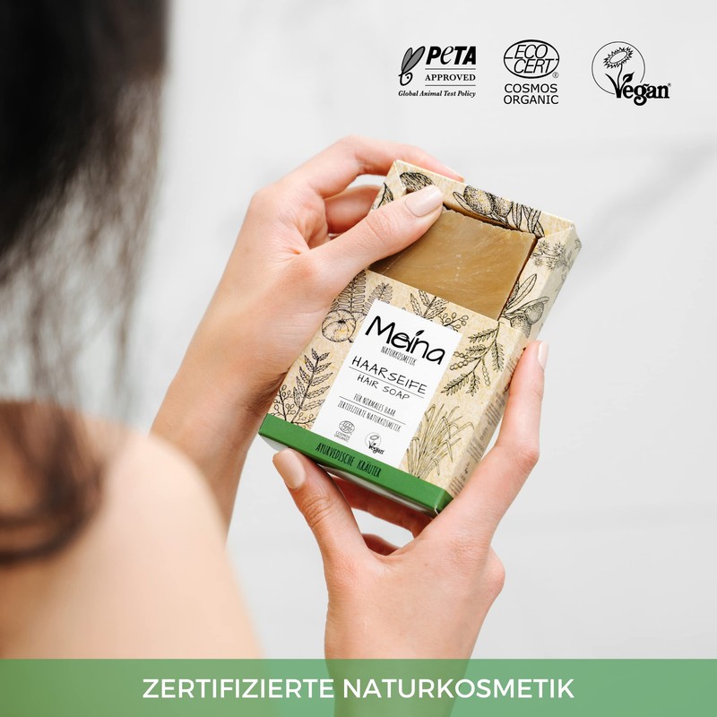 Meina Natural Cosmetics Organic Hair Soap, Vegan Shampoo Bar With