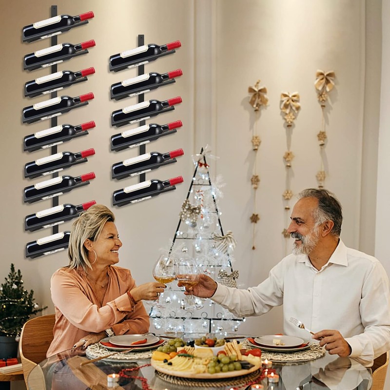 Wall Mounted Wine Rack Holds 12 Bottles, Adjustable Separable Black