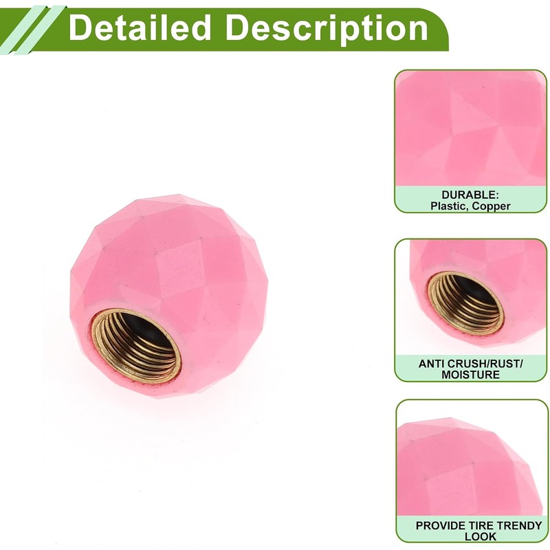 Tapones decorativos para válvula de neumático, estilo bola brillante, color