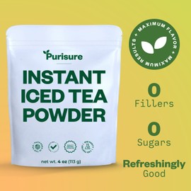 Purisure Unsweetened Iced Tea Powder, Instant Black Tea, Real Black Leaves, Powdered Iced Unsweetened with Zero-Calories, Sugarless Instant Tea, 4 oz, 192 Serving Pack