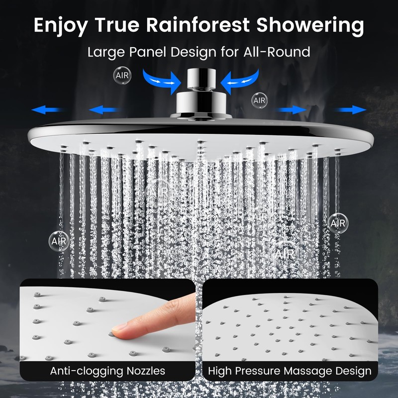 10" Rain Shower Head with Handheld Spray, Dual High Pressure