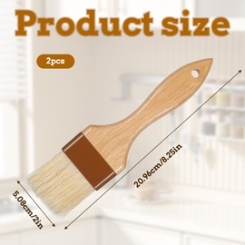 2 Pcs Natural Pastry Brush Wooden Handle Bristle Basting Brush Cooking Buttering Brushes Oil Food Brushes Culinary Utensil for BBQ Cooking Sauce Kitchen Baking (2 inch Wide)