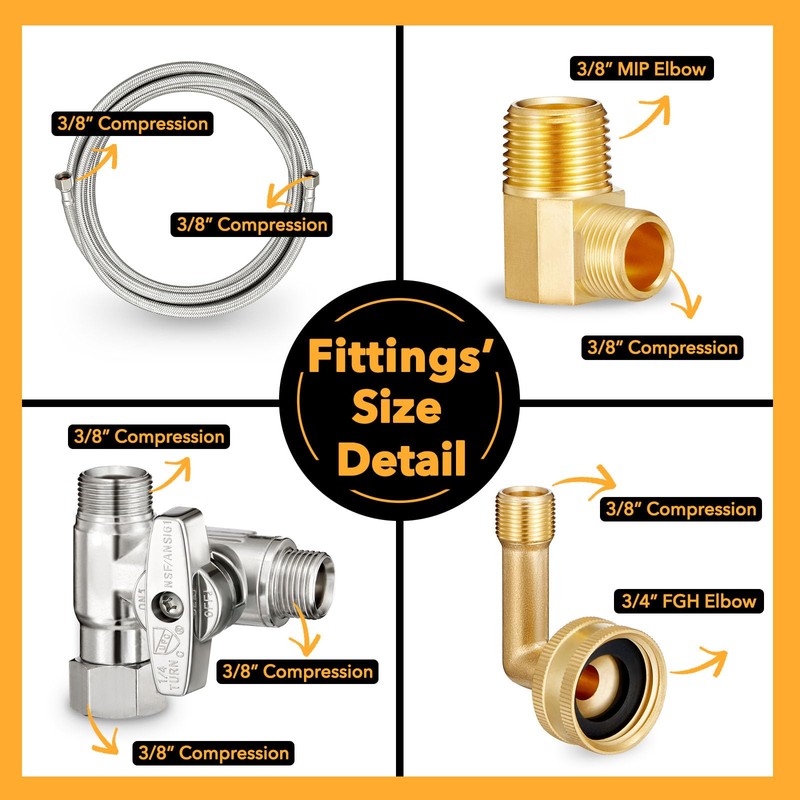 Dishwasher Hose Installation Kit - Includes Water Supply Line, 3/8"