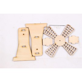 Wooden Moving Building Kit Educational Interactive Science Technology Handmade DIY Kids Toys Challenge Tackle (Anemometer)