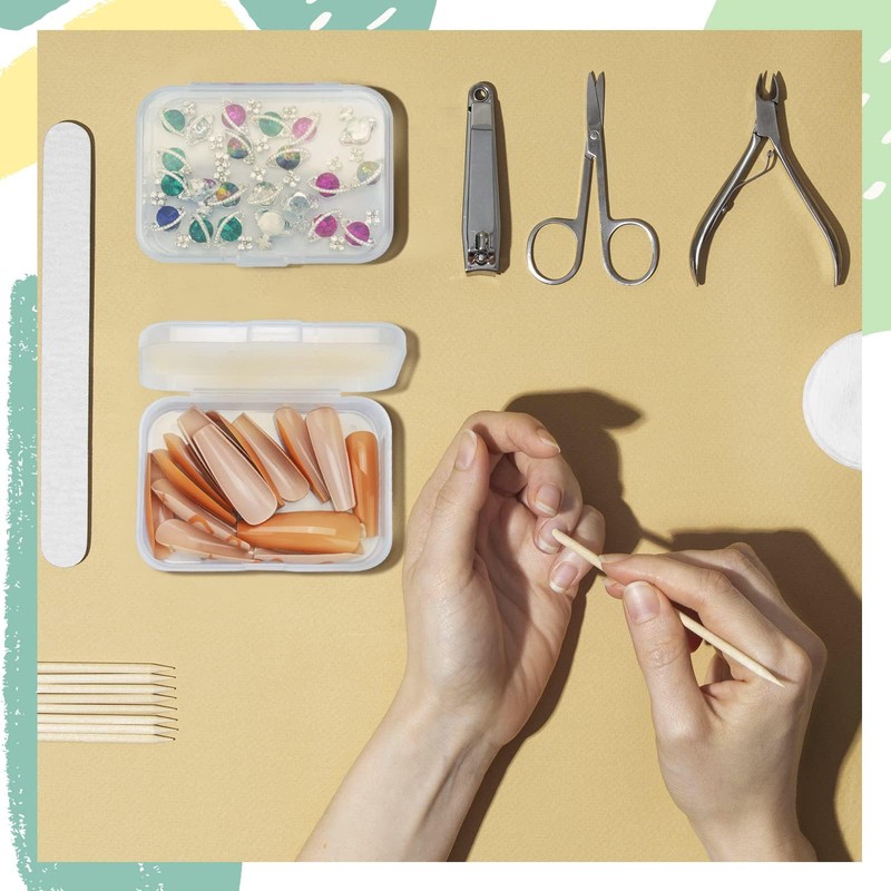 12 Pcs Small Plastic Boxes with Hinged Lids, Rectangle Clear