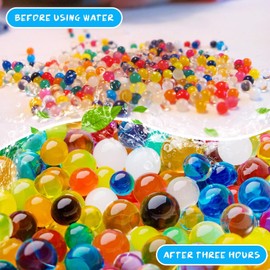 HOVIN Water Beads for Plants, Water Beads Set, 50,000 Pieces, Gel Balls, Water Beads, Transparent Non-Toxic, Water Beads Decoration and Vase Filler, Colourful