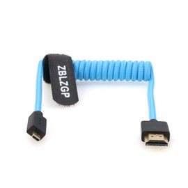 ZBLZGP 8K 3D Micro HDMI to HDMI Male to Male High Speed Cable for HUDL 1 & HUDL 2 Camera to TV, HDTV, LCD, Plasma, Monitor (Spring Braided Wire, Blue)