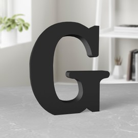 Aruatu 8 Inch Black Wood Letters Unfinished Wood Letter for Wall Decor Decorative Standing Letter Large Letters for Wall Decoration for Craft Home Party Projects (G)