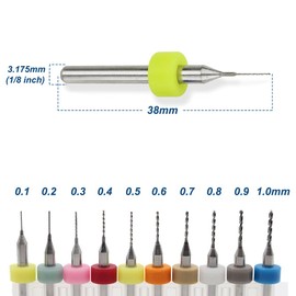 Saipor PCB Drill Bit Set Carbide CNC Cutter Bits PCB Micro Spiral Drill Bit for Pressure Circuit Board, Jewellery, 3D Printer, CNC Engraving (0.1-1.0 mm)