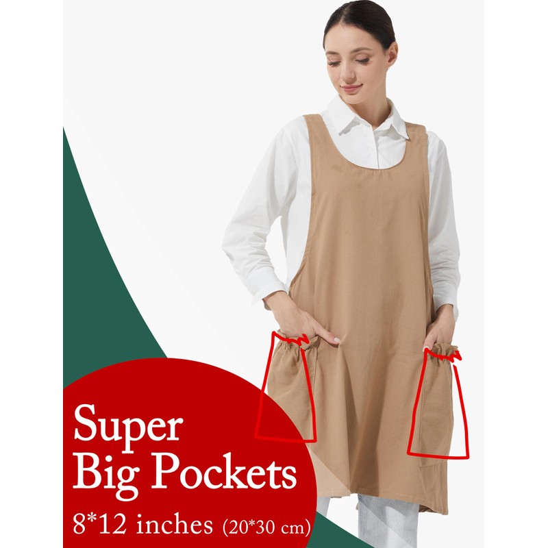 APRONNER Cozy Adjustable Cross Back Aprons for Women with Pockets
