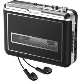 Cassette Player - Compact Tape Player Portable Recorder with Earphone-Convert Audio Music Cassette to MP3 Digital, Compatible with Laptop/PC/MAC- for Entertainment, Travel, Light Sports(Black) - Color: Black
