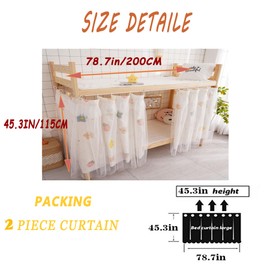 Navhao 1 Panels,Bottom Bunk Bed Curtains Cloth Breathable Bed Canopy Men Women Curtain Shading Nets for Single Bed