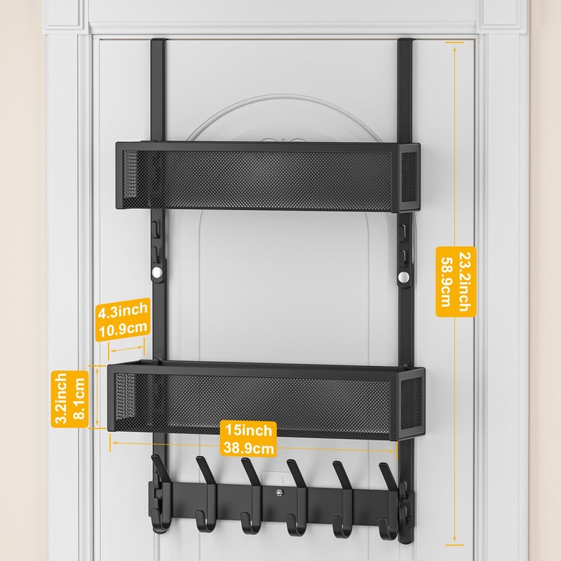 LUCYCAZ Adjustable Over The Door Hooks Organizer, Over The Door