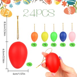 Powmag Easter Eggs for Hanging, Pack of 24 Decorative Easter Eggs, Plastic, Easter Decoration for Hanging, Plastic Eggs for Outdoor and Indoor Easter Decoration (24 Pieces)