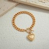 WOWORAMA Matte Gold Heart Bracelet for Women Chunky Cuban Link
