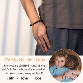 ORISPRE Grandson Bracelet Grandson Gifts from Grandma, Easter Stuffers Birthday Christmas Confirmation Gifts for Grandson Teenage Teen Gifts Ideas