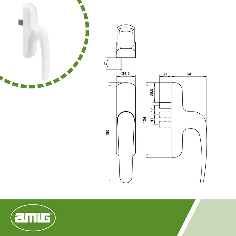 Amig - Swinging Window Handle | Simple Modern Design |