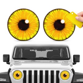 MR3XL 2 Pack Beast Eyes Headlamp Decals,New Cute 3D Stereoscopic Eye Headlight Sticker,Car Body Window Bumper Decorative Sticker,Suitable for JL,JK (Yellow)