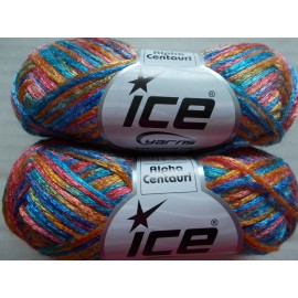 Ice Yarns Alpha Centauri mohair blend yarn, red/blue/orang