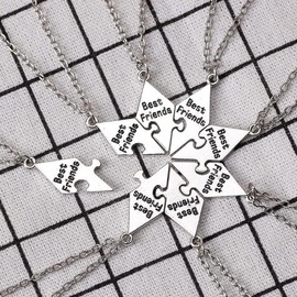 Multi Puzzles  Friends Forever Necklaces Stainless Steel Engraved Heart Pendant Set Friendship Necklaces Gifts - Color: 7 Puzzls
