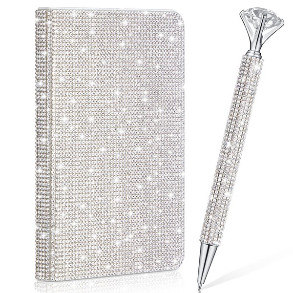 Resholder Rhinestone Notebook Pen Sets Bling Pocket Notebook Crystal Pens