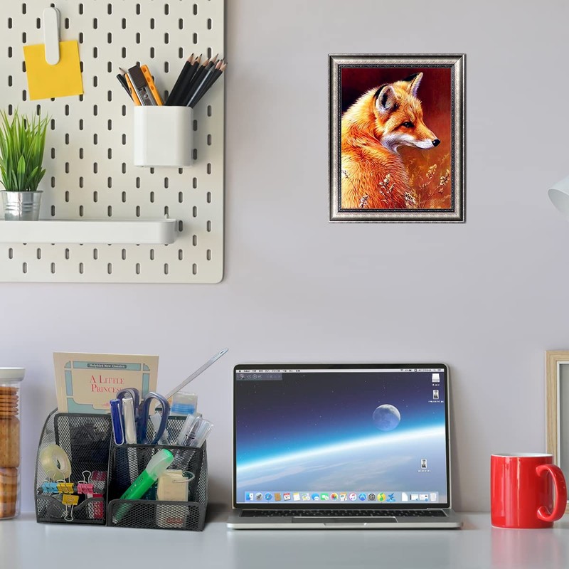 Desk Organiser, Mesh Metal Office Shelf with Pen Holders &
