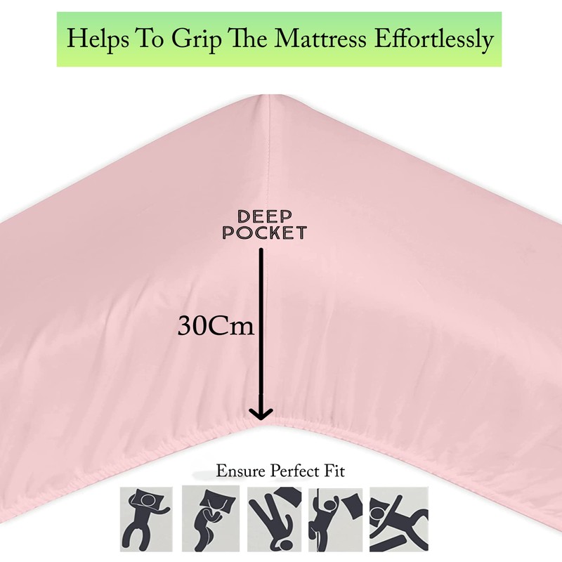 king size fitted sheets Blush Pink Microfibre Bottom bedsheet Deep