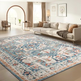 Mueinxiei 8x10 Area Rugs for Living Room, Non-Slip Foldable Washable Rugs Non Shedding Accent Rugs for Living Bedroom Office Dining Room