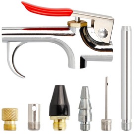 Wolfride 7Pcs Air Blow Gun Accessory Kit with 5 Interchangeable Nozzles, Air Compressor Tools Kit 2-Way Connection Air Nozzle Blow Gun Set